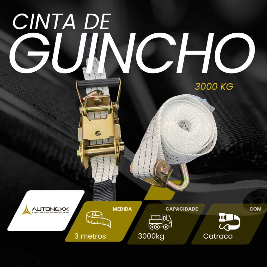Kit Cinta Guincheiro Com Barrigueira Gancho Para Guincho 3t
