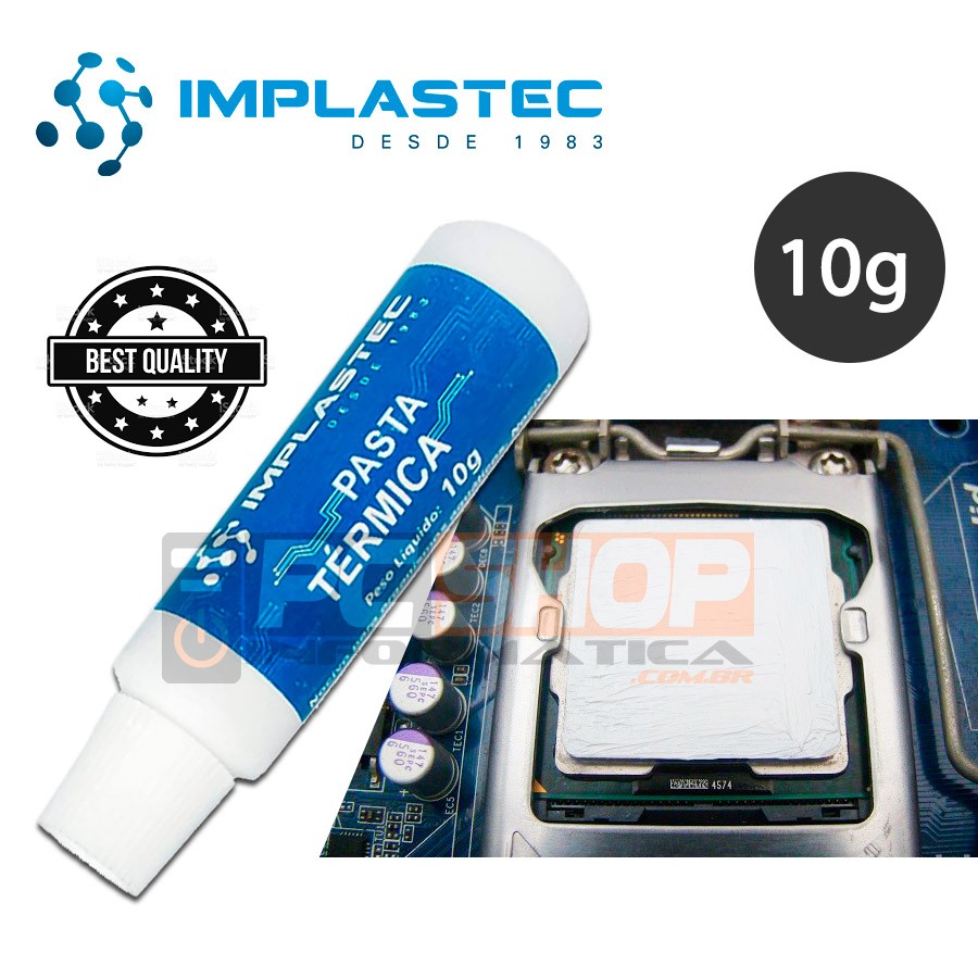 Pasta Térmica PC Processador Placa de Vídeo Notebook Fácil Aplicação Bisnaga 10g Implastec