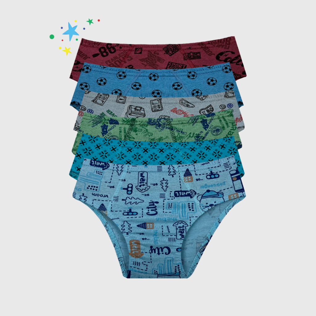 Kit 6 Cuecas Infantil Slip Algodão Macio – Modelagem Confortável e Cores Sortidas
