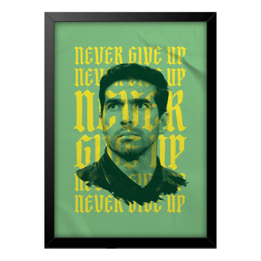 Quadro Decorativo Abel Ferreira Never Give Up, Verdão, Palestra Itália
