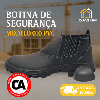 Bota Masculina de Couro para Trabalho Bico PVC Com CA Botina De Segurança EPI Cartom em Oferta na Shopee