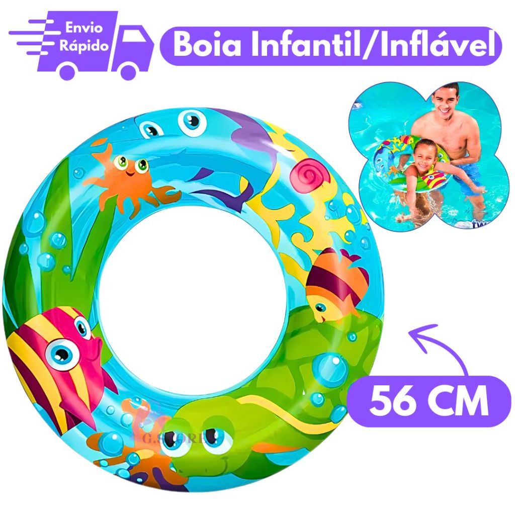 Boia Redonda Inflável Para Criança 56cm Piscina Diversão Lazer