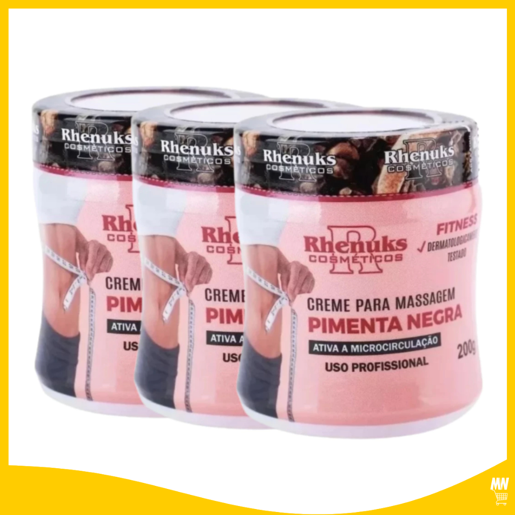 Kit 3 Gel Redutor De Medidas Pimenta Negra 200g - Combate Estrias e Celulite