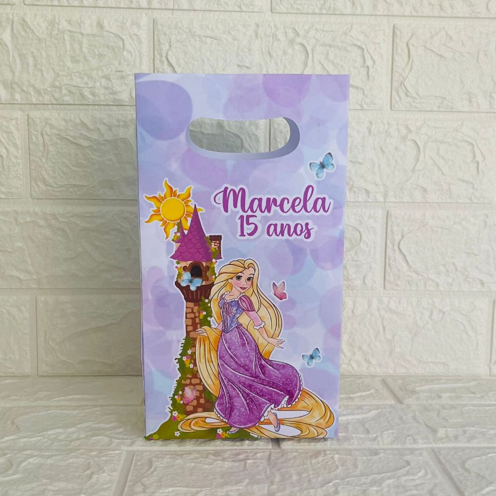 Sacolinha Surpresa M Rapunzel Aquarela | PEGUE E MONTE - Lembrancinhas personalizadas | Festa Infantil.