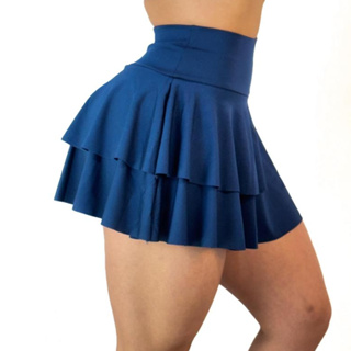 Short Saia  Babado Dupla Camada Suplex Feminina - Casual / Fitness em Oferta na Shopee