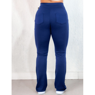 Calça Flare  Bailarina Com Bolso Neoprene  Feminino Cintura Alta em Oferta na Shopee