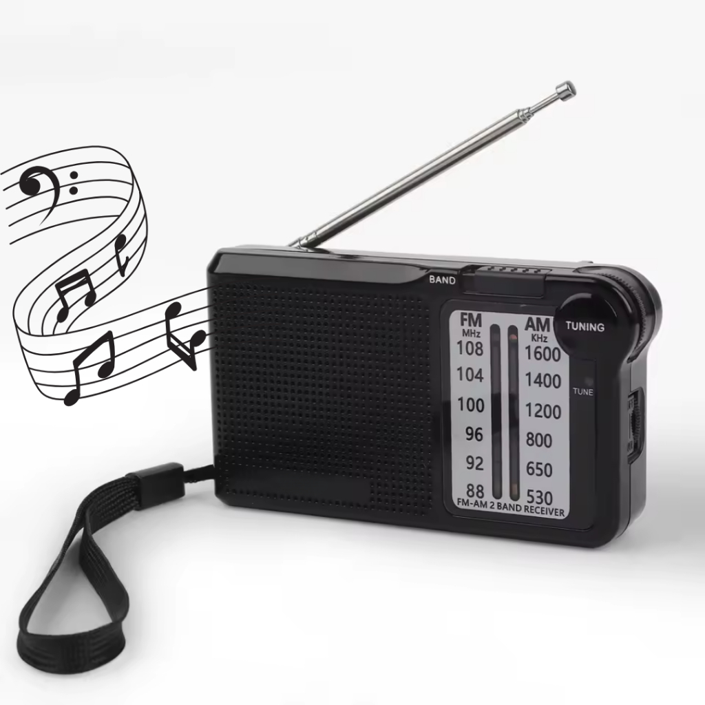 Rádio Portátil AM FM Recarregável e Pilha com Entrada Fone de Ouvido em Oferta na Shopee