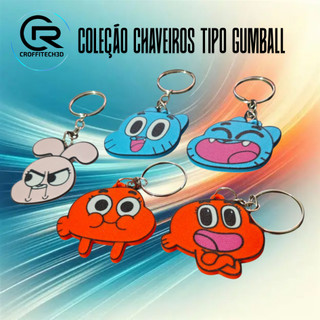 Chaveiro estilo Gumball em impressão 3D colorido 5x4 cm decoração bolsa mochila presente