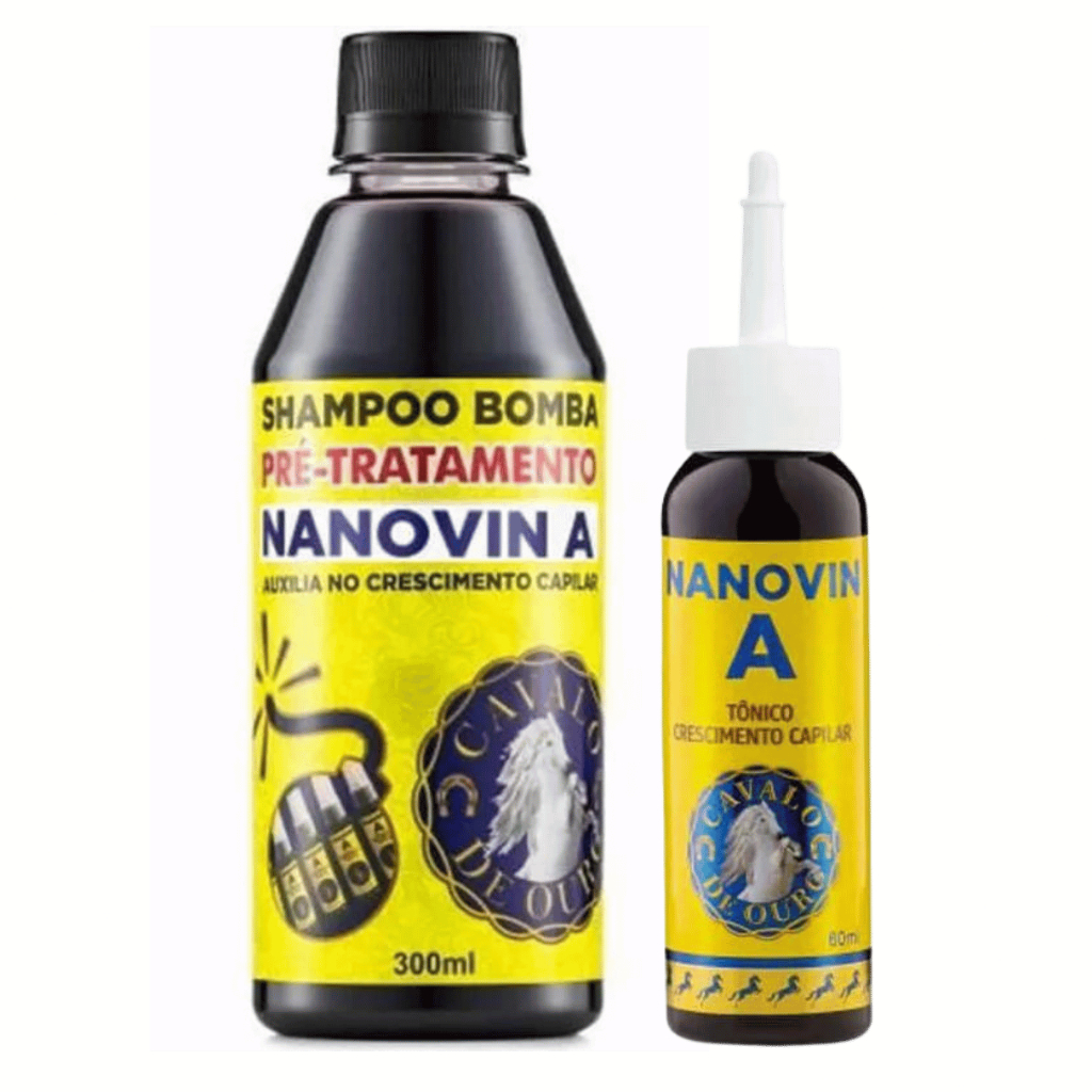 Nanovin A Cavalo De Ouro Crescimento Capilar Shampoo Bomba 300ml e Tonico 60ml