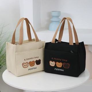 Bolsa Termica de Lona Ursinho design Capacidade Adequada Para Marmita-LUNA