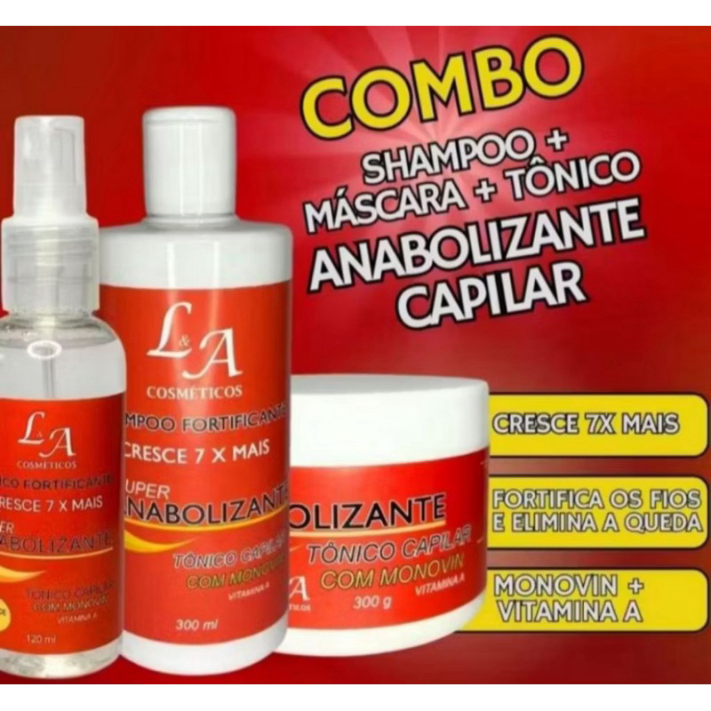 Kit Completo Cabelo Cresce Até 7 Cm Por Mês Anabolizante Capilar Hidratação Fortificação Original em Oferta na Shopee
