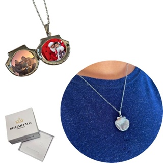 Colar Relicário Concha Aço Inox Com 2 Fotos + Caixinha de Presente em Oferta na Shopee