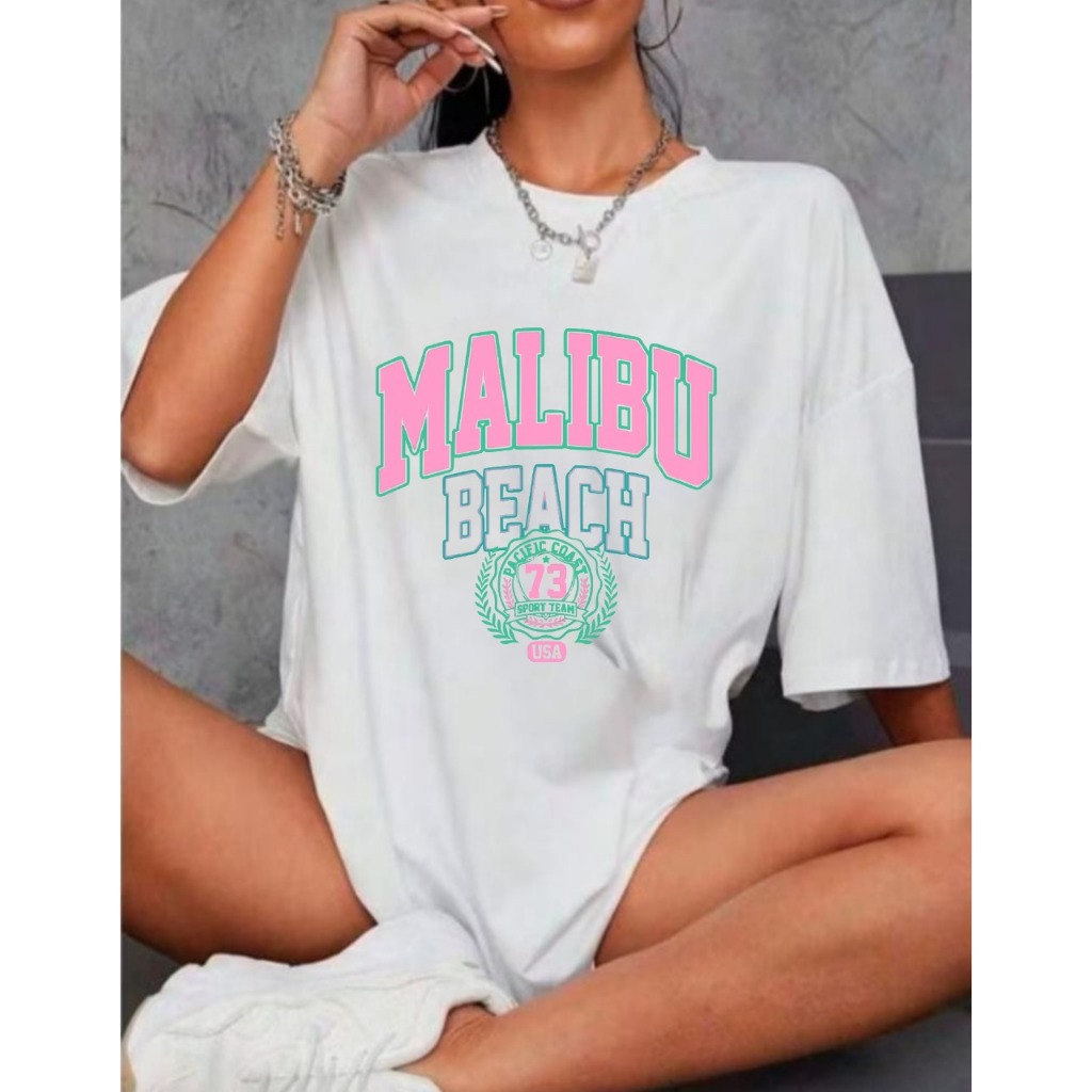 Camiseta Oversized Feminina Estampada Casual Confortável Algodão Versátil