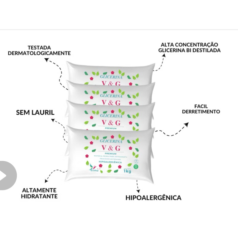KIT 4 KG - BASE GLICERINA  V&G + 1 L LAURIL DE COCO em Oferta na Shopee