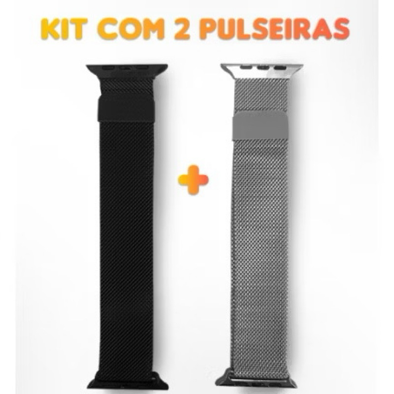 Kit 2 Pulseiras Magnética Para Smartwatch Relógio Original 38mm 40mm 41mm/42mm 44mm 45mm 49mm