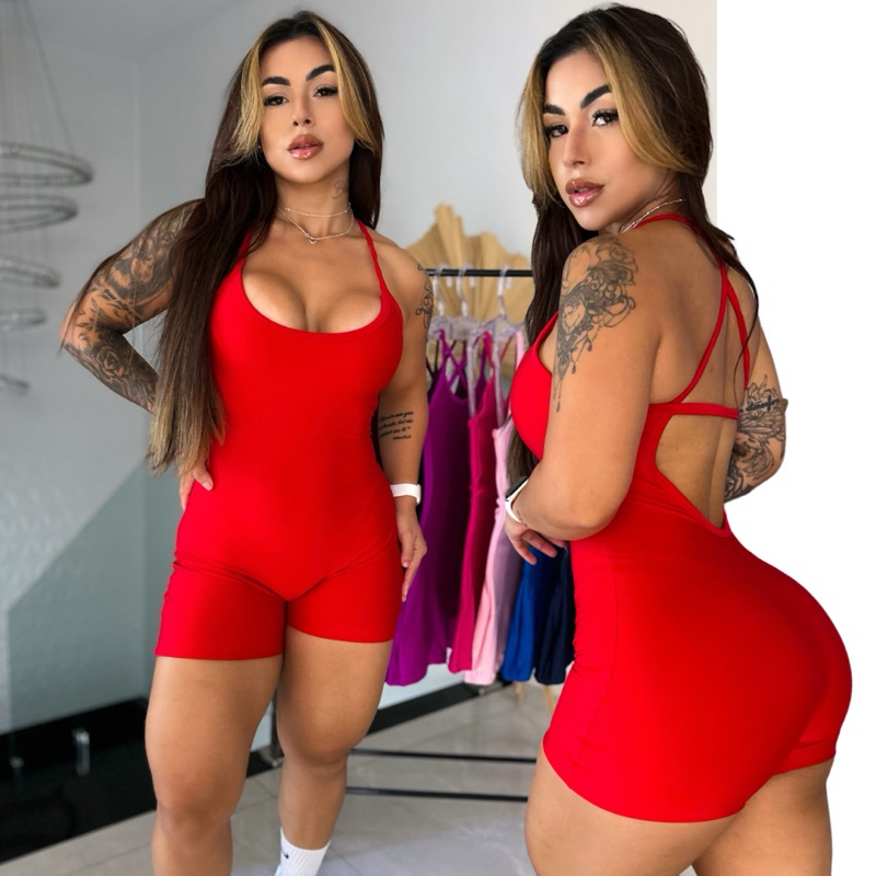 Macaquinho Feminino Fitness Suplex – Costas em X | Sem Costura e Modelagem Blogueira