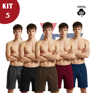 Kit 5 Samba Canção Masculina 100% Algodão Conforto Premium Cueca Samba Canção