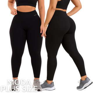Calça Legging Plus Size Feminina Cintura Alta Zero Transparência Conforto Academia Treino Fitness em Oferta na Shopee