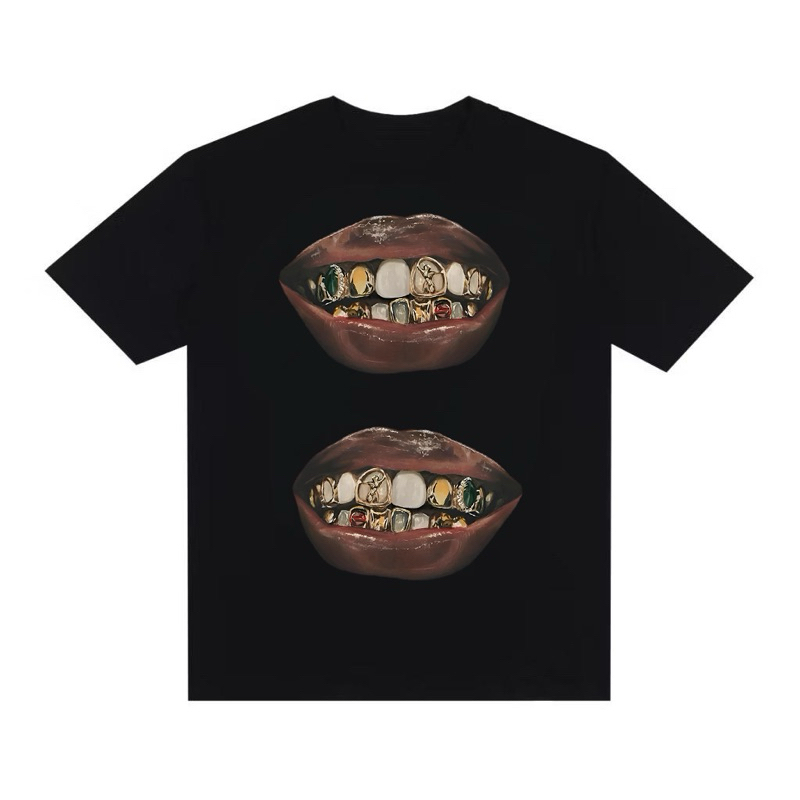 Camiseta Streetwear Oversized Estampada Y2K Grillz Boca Hip Hop Rap