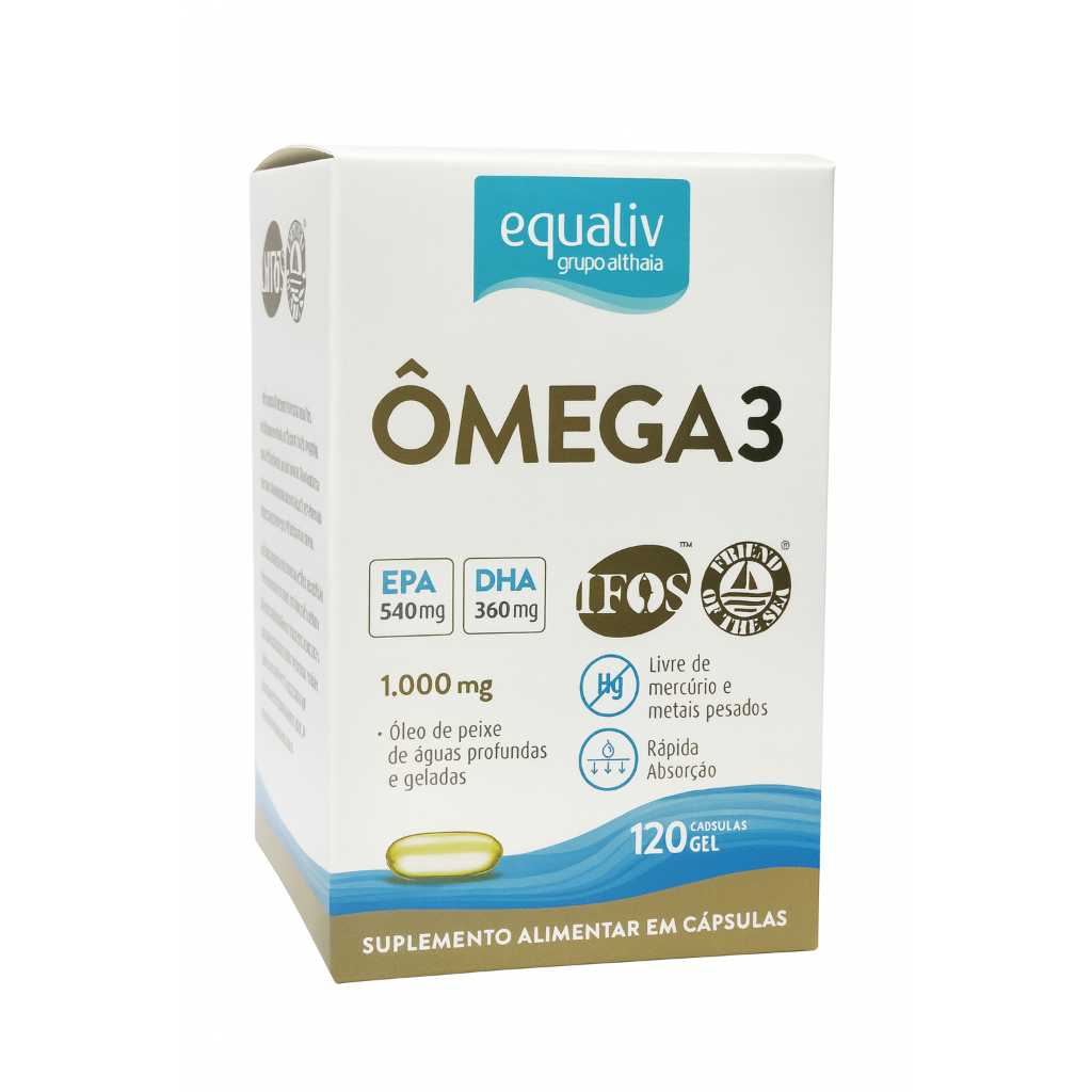 Ômega 3 Equaliv 1000mg 120 Cápsulas | EPA 540mg DHA 360mg | Óleo de Peixe Puro Sem Mercúrio