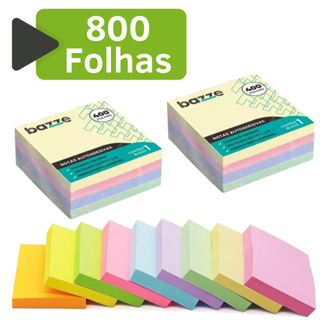 Kit 2 Bloco de Notas 76x76 Colorido 800 Folhas Adesivo Anotaçoes Fofo Pequeno Grande Caderno Livro em Oferta na Shopee