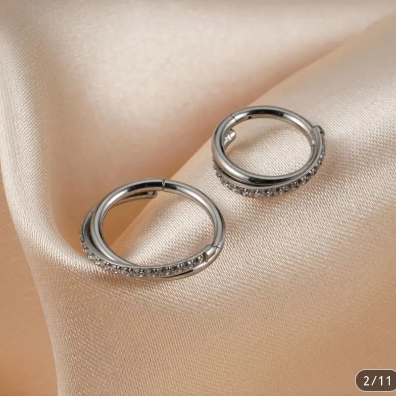 Kit 6/12 Piercing Argola Aço Cirúrgico PVD Segmento Articulado Transpassada Zircônia — imagem 2 de 2