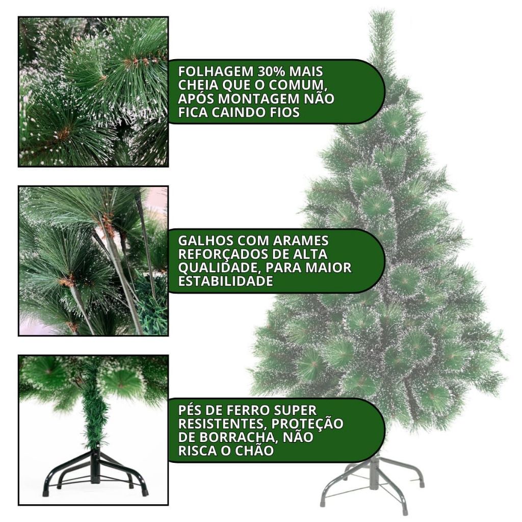 Árvore De Natal Pinheiro 1.2m/1.5m/1.8m/2.1m 577 Galhos Verde Pontas Nevada Luxo Decoração LuvinCo — imagem 2 de 2