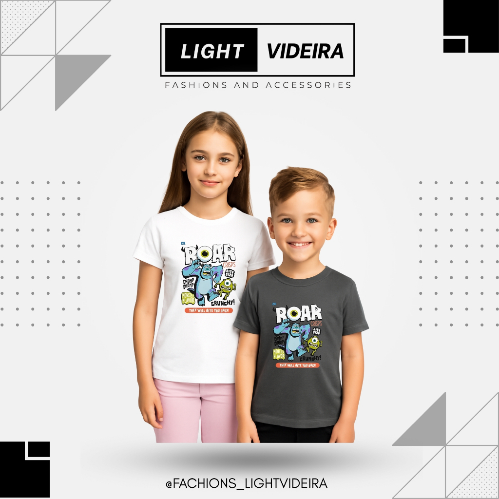 Camiseta Infantil Unissex Estampada Monstros S.A – Estilo Divertido e Confortável para Crianças