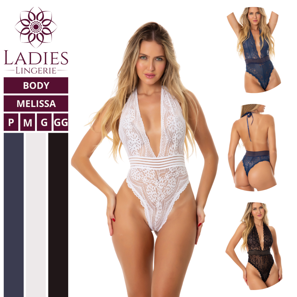 Body Lingerie Renda Sexy Decote Profundo Frente Única Luxo e Sedução 💋 Frete Grátis