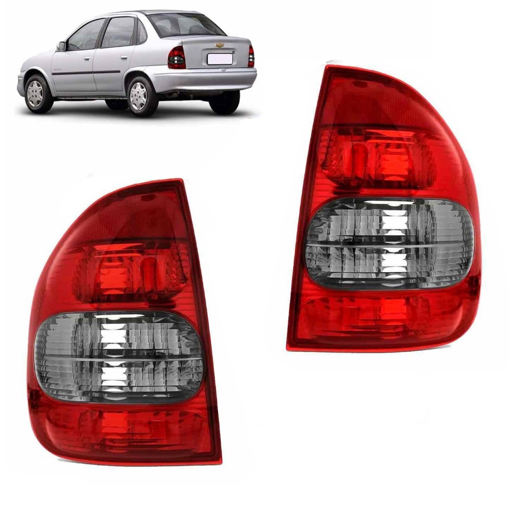 Lanterna traseira Corsa Sedan Classic vermelha / fumê 2000 até 2010 life spirit millenium ls sedã
