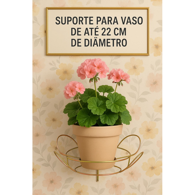 Suporte de Vaso Parede de Ferro Margarida para vasos ate 22 cm de diâmetro.