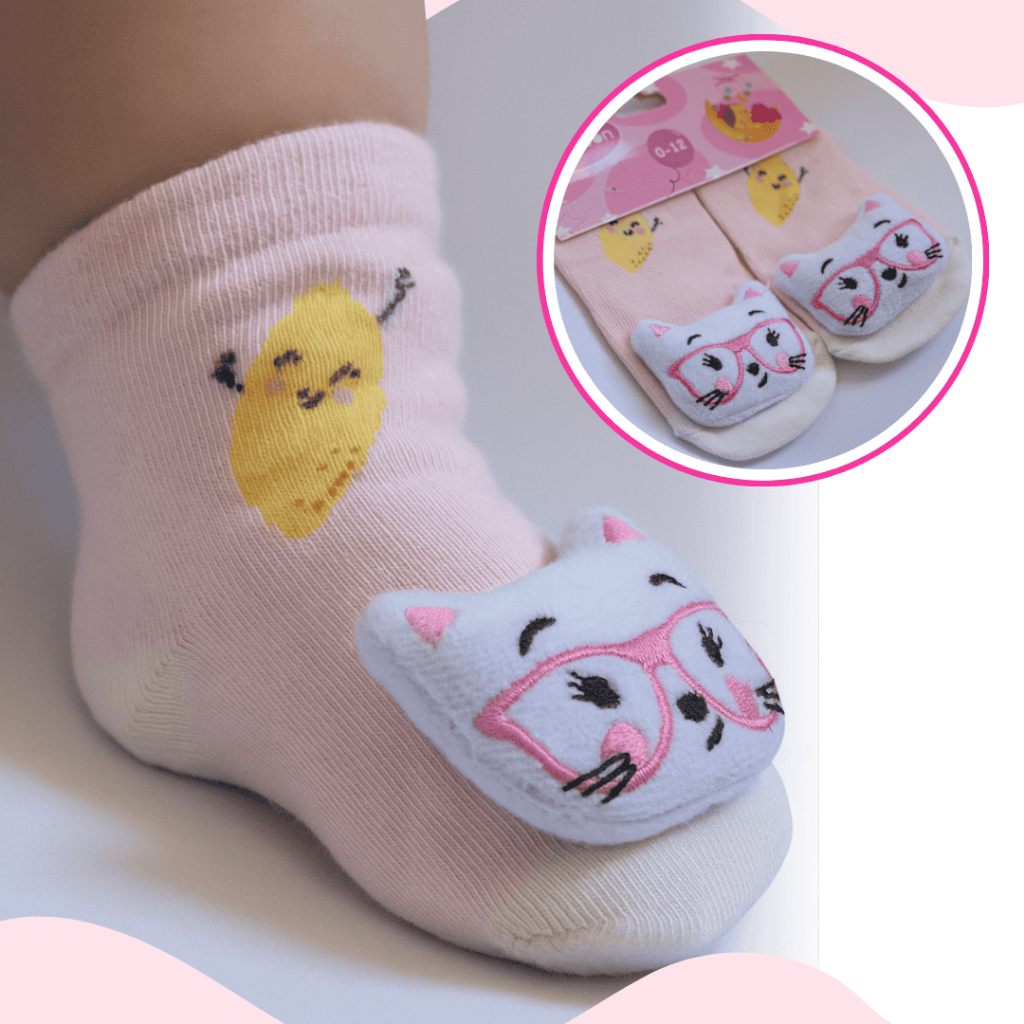 Kit Pares Meia Menina Infantil 3D com Chocalho de Bichinho Fofinha Bebê 0 a 12 meses Kits Meias em Oferta na Shopee