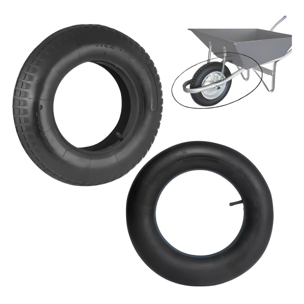 Kit Pneu + Câmara De Ar Carrinho De Mão Carriola 3.25 -8 2 Lonas Reforçado Envio Imediato