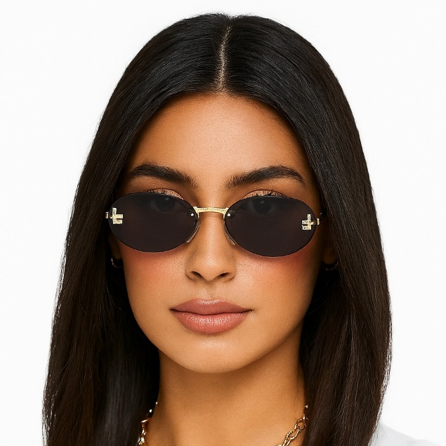 Óculos de Sol Oval Luxo Fendl Blogueira Hype Feminino– Lente Proteção UV400, Estilo Fashion Vintage em Oferta na Shopee