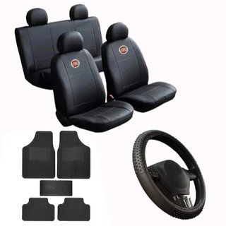 Kit Capa De Banco Couro Automotivo 5 Peças + Capa De Volante Idea, Linea, Palio