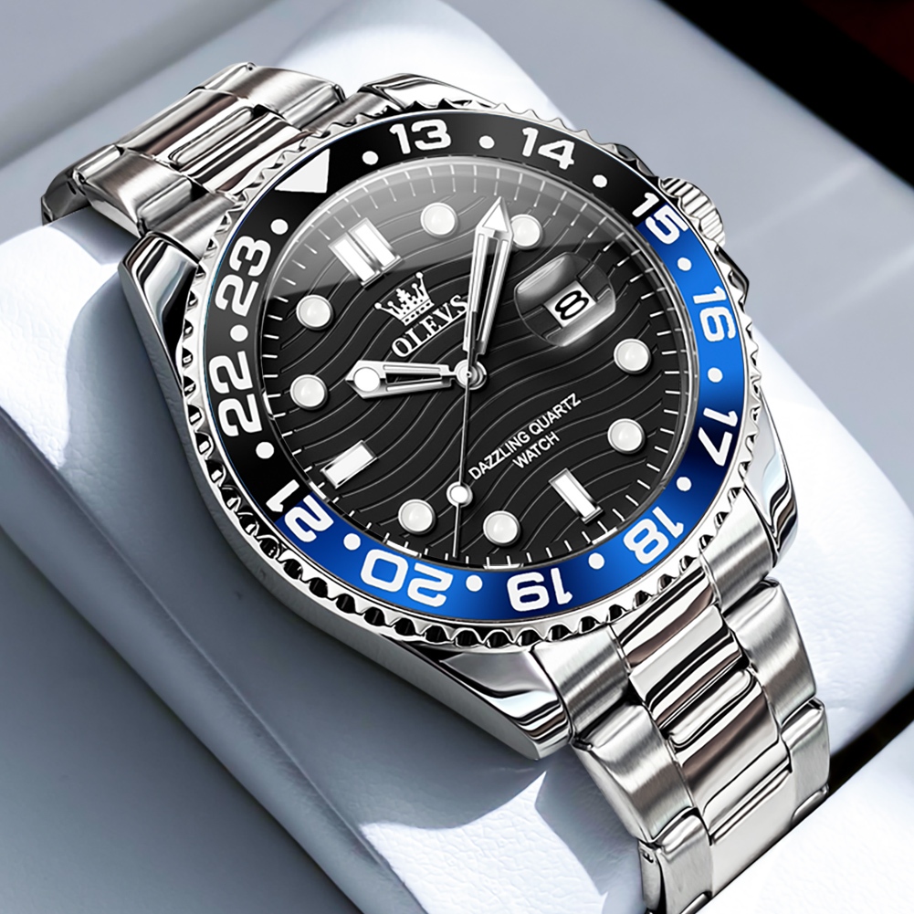 OLEVS Relógio Masculino de Negócios em Aço Inoxidável À Prova D'Água Para Presente 3610 em Oferta na Shopee