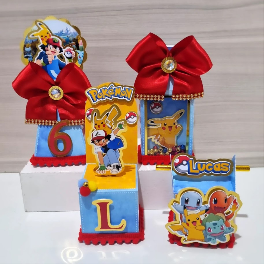 Kit Lembrancinha Pokémon Personalizados Decoração Festa infantil Caixinha Pokémon Papelaria Pokémon