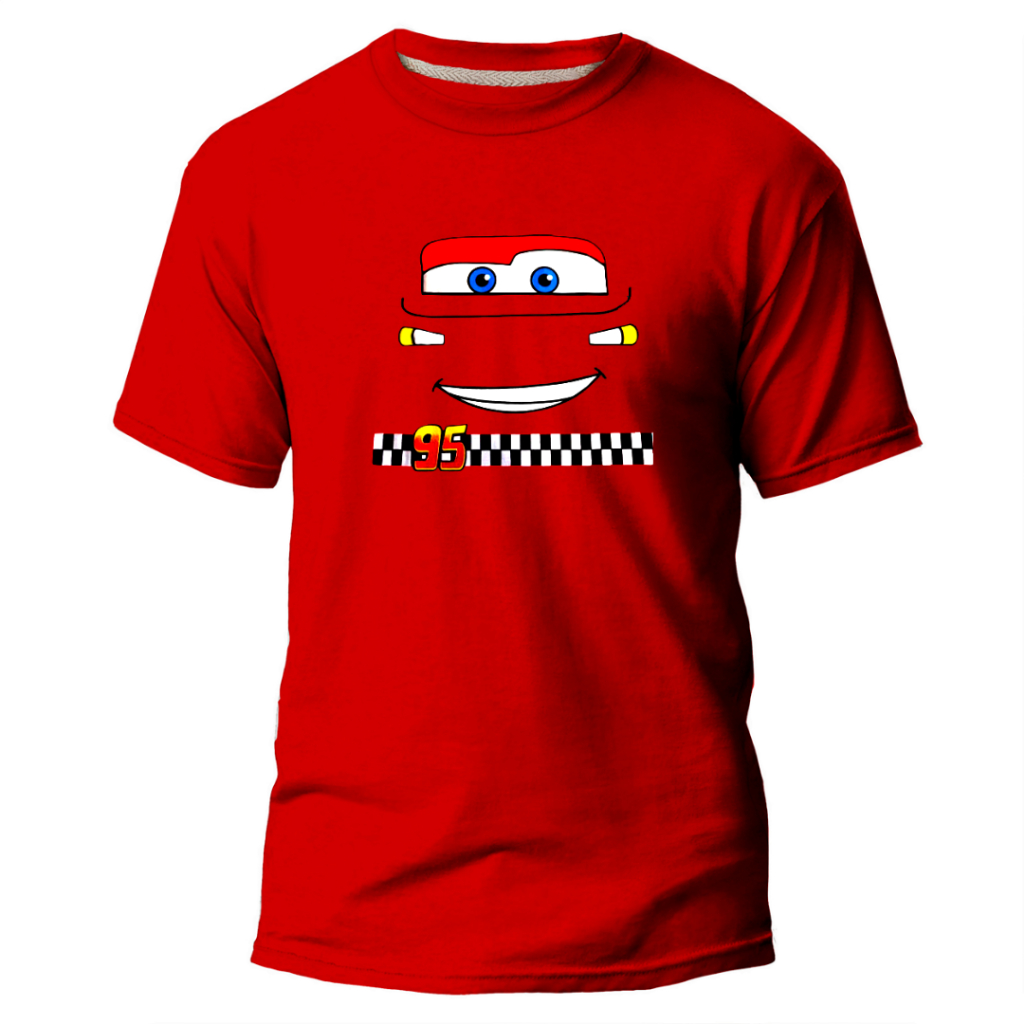 Camiseta Infantil Juvenil Unissex Carros Lightning McQueen Ziper  Personagem Carros