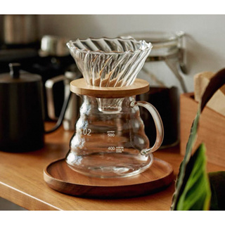 Conjunto Coador Para Café De Vidro + Jarra e Bocal Em Bambu 600ML em Oferta na Shopee