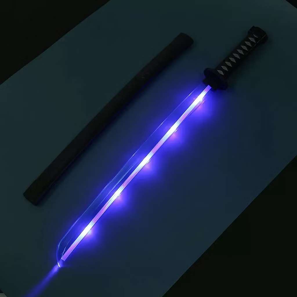 Espada ninja de brinquedo de alta qualidade, katana de brinquedo com som, luz LED e pilhas