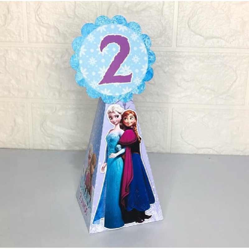 Caixa Pirâmide Personalizada Frozen Lembrancinha para Aniversário Festa Infantil