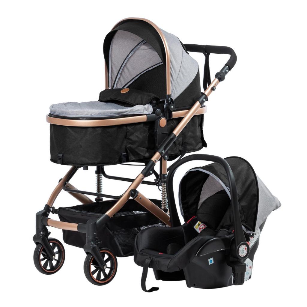 Carrinho De Bebê Europeu 3 em 1 Luxo Carrinho + Moisés Berço + Bebê Conforto