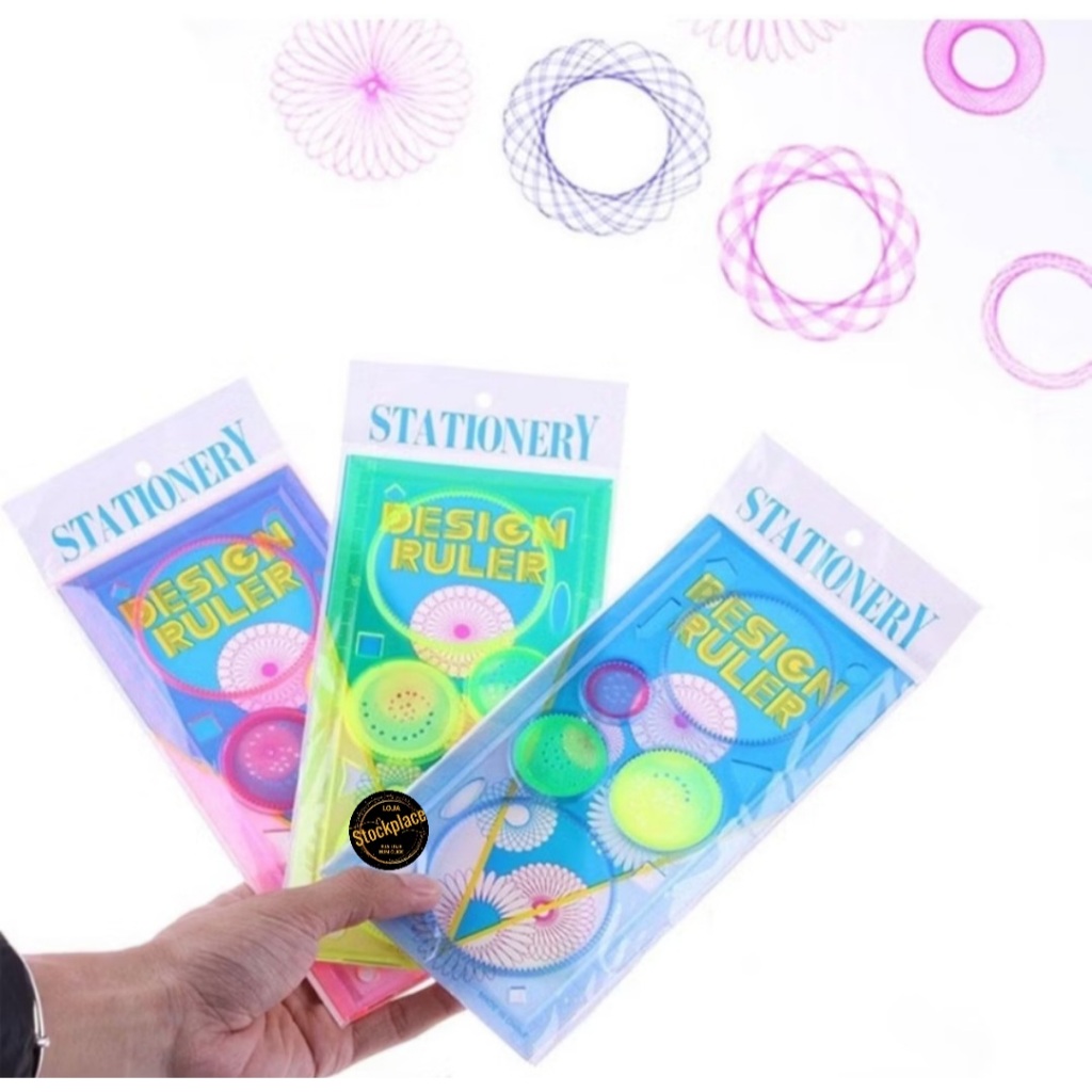 Régua para Desenhos Mágica Espirógrafo Diversas Cores