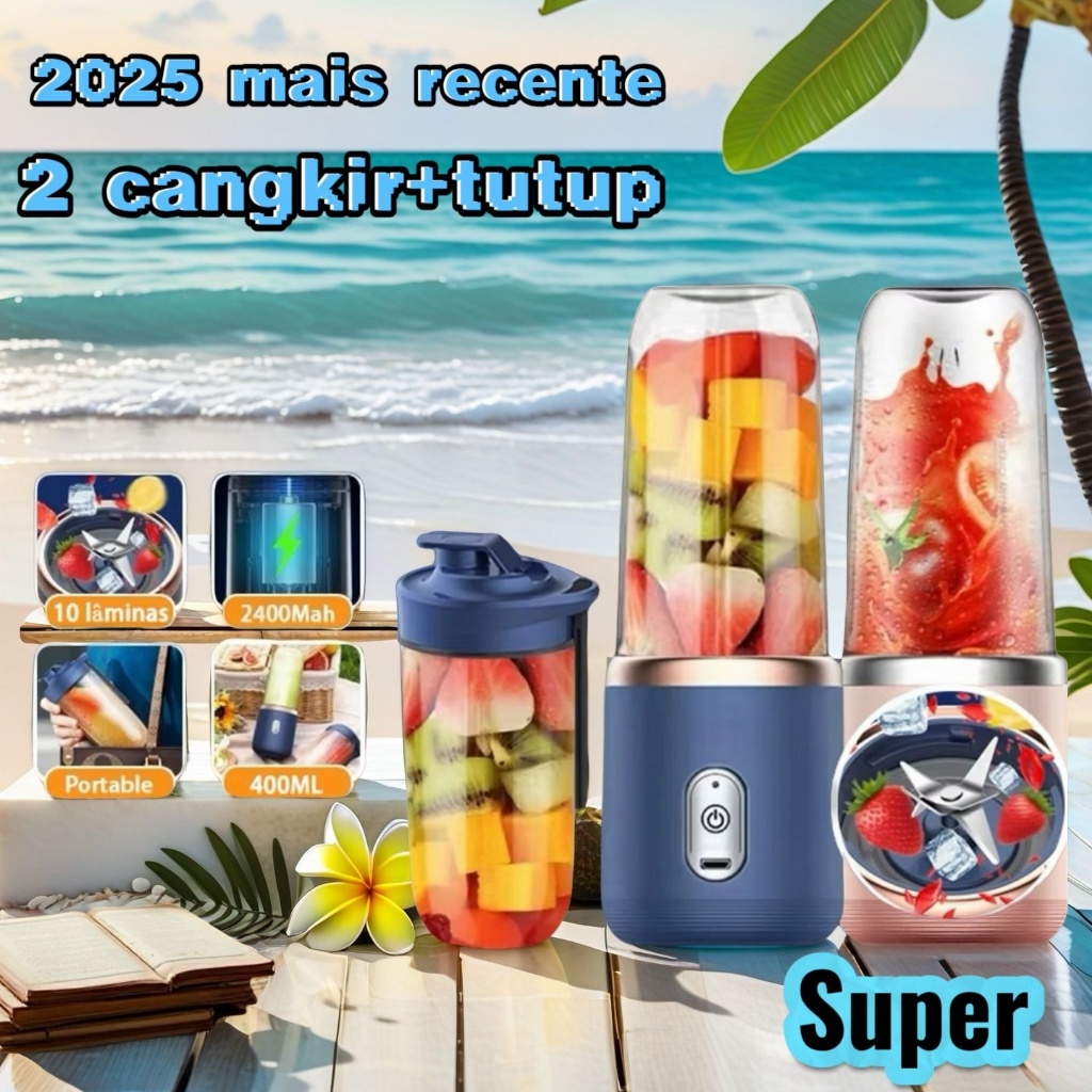 400ML 6 Lâminas Espremedor Elétrico Mini Liquidificador Portátil De Suco De Alimentos Misturador Leite Smoothie