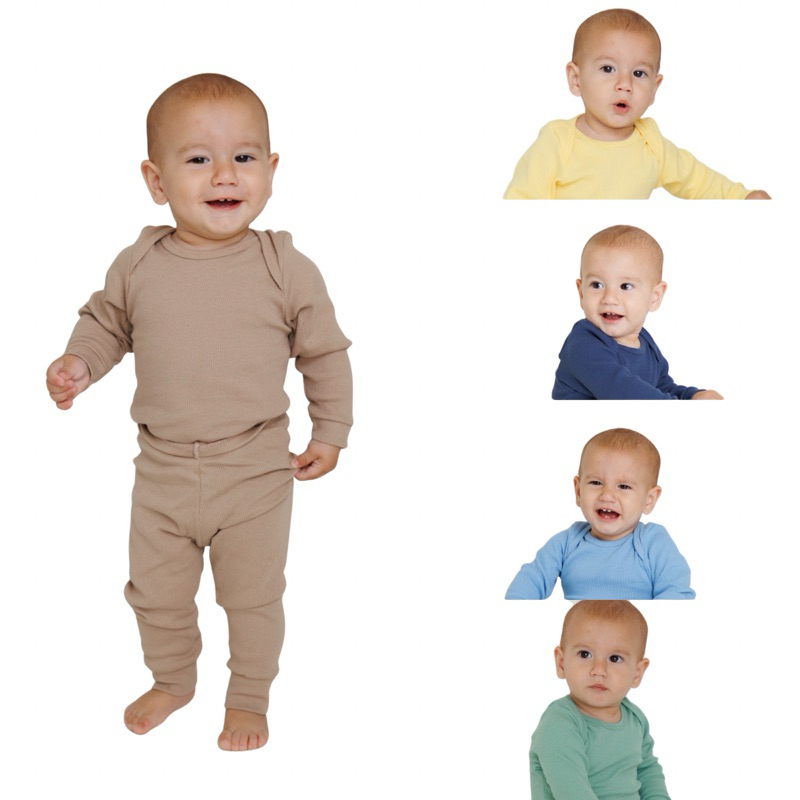 Kit 5 Conjunto Infantil Bebê de Ribana 5 Body e 5 calça mijão Menina e Menino do RN ao 3 anos