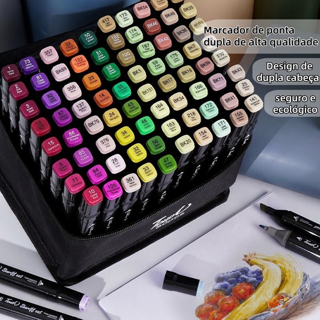 36/48/60/80/120 peças Caneta Marcadora De Cabeça Dupla Conjunto De Canetas De Aquarela Para Crianças em Oferta na Shopee