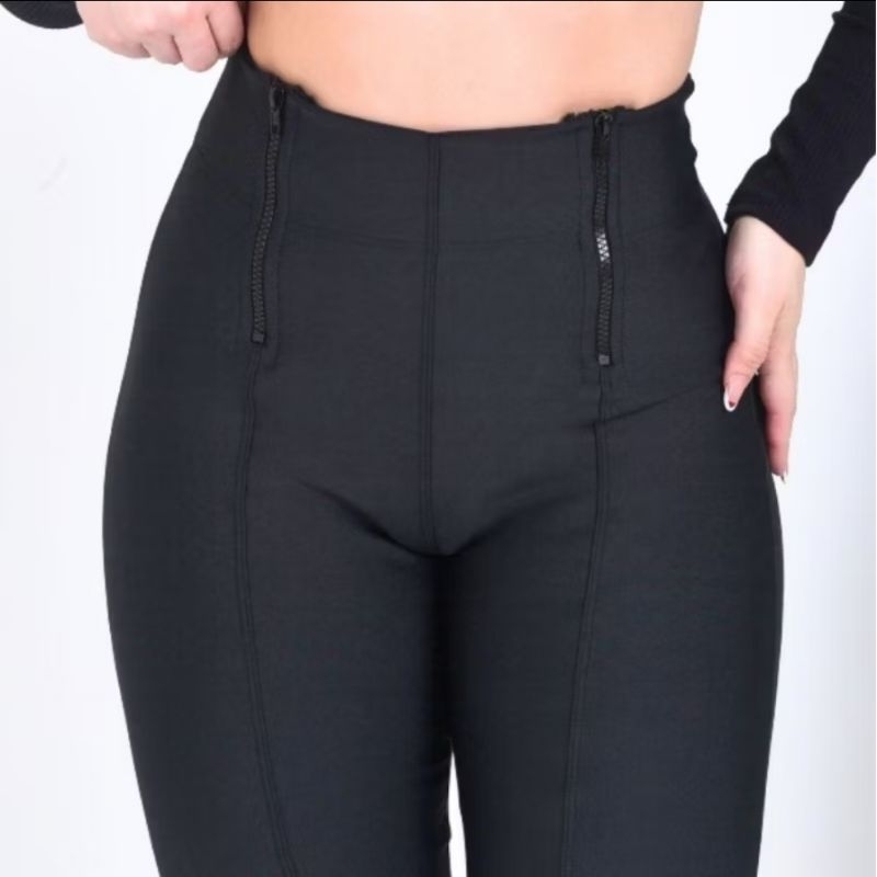 Calça Legging Montaria Feminina Power Modeladora 2 Zíper frontal Empina Bumbum