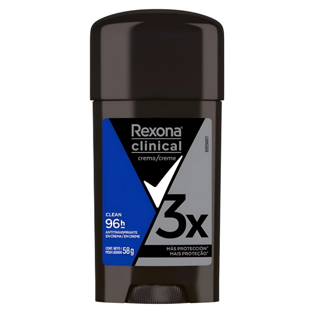 Desodorante Antitranspirante Rexona Creme Clinical Men Clean Masculino 58g 3x mais Proteção Original