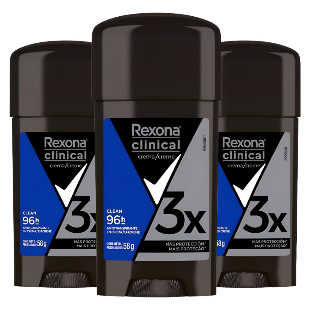 KIT Desodorante Creme Rexona Clinical Men Clean 58g Antitranspirante Masculino em Oferta na Shopee