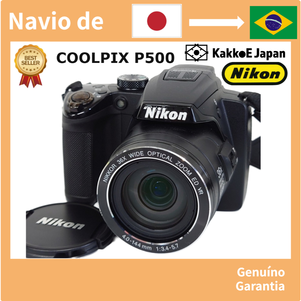 Câmera Digital Nikon COOLPIX P500-CMOS De 12.1 Mp/Zoom Óptico 36x/Vídeo Full HD [Usada No Japão]